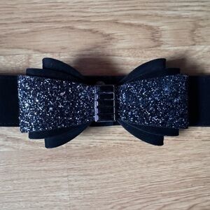 Torrid Black Sparkle Bow Belt Size 3